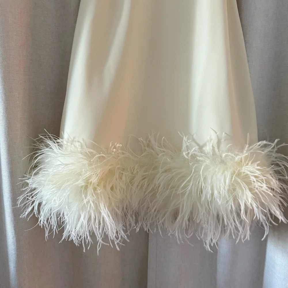 Ronny Kobo Fallen Feathered-Hem Mini Dress – Ivory (XS) - Picture 5 of 12